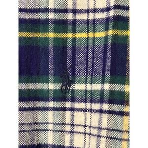 Vintage Ralph Lauren Flannel Shirt S Small Plaid Button Down Heavy Cotton Blue